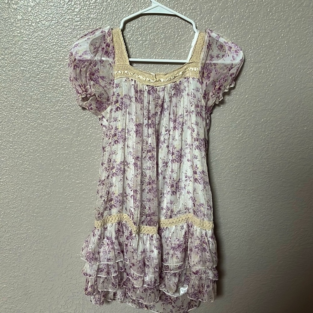 Ruffle tunic with flower print
